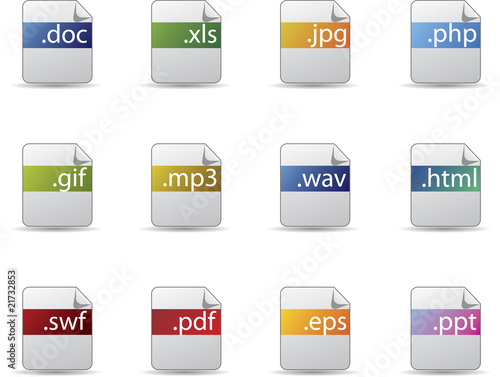 Document extension icon set