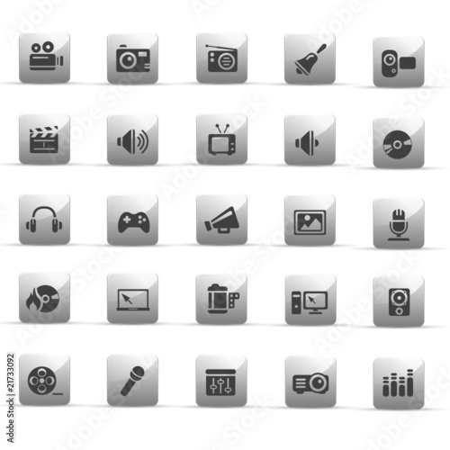 glossy grey buttons - entertainment - set 9
