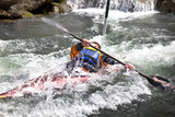 kayaker maneuvering at river treska ,in canyon Matka Macedonia