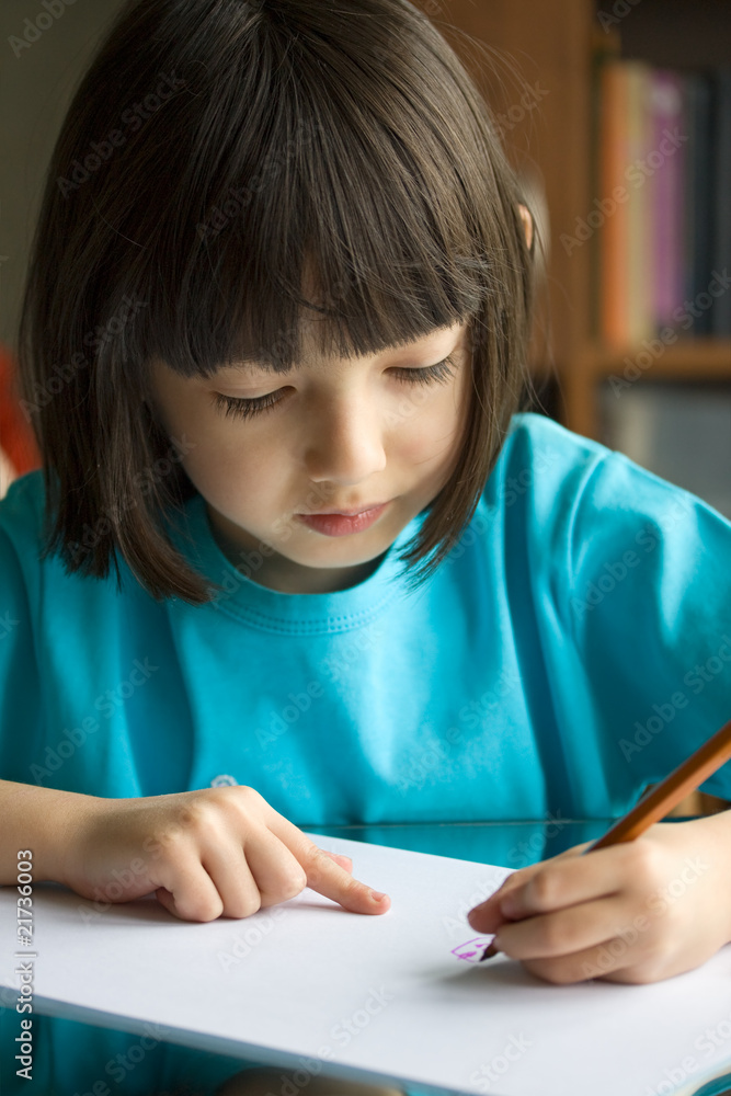 Nice girl painting with pencils Nice girl painting with pencils