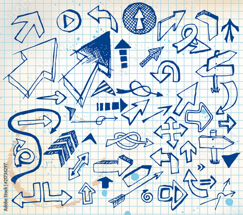 Big set of various doodle arrows