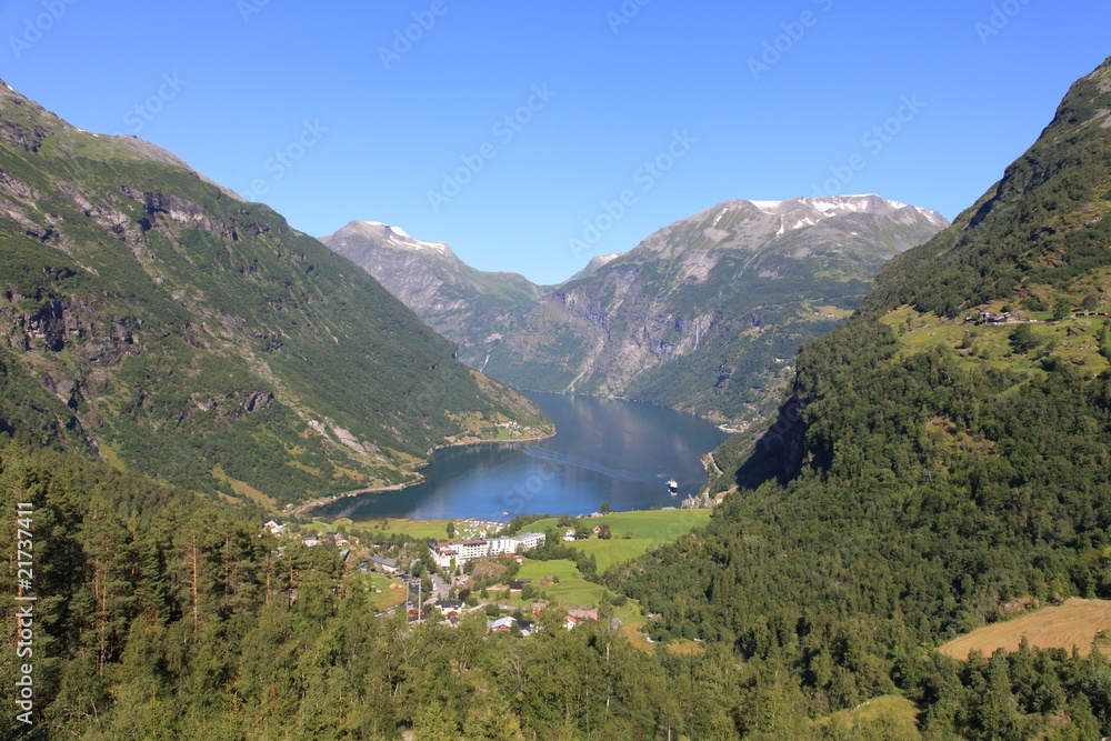 Tranquil scene in Norwegian Geiranger Fjord