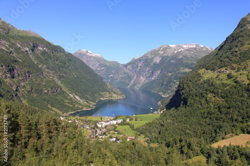 Tranquil scene in Norwegian Geiranger Fjord