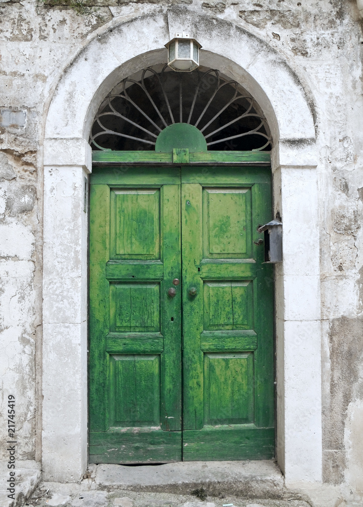 Green ancient frontdoor.