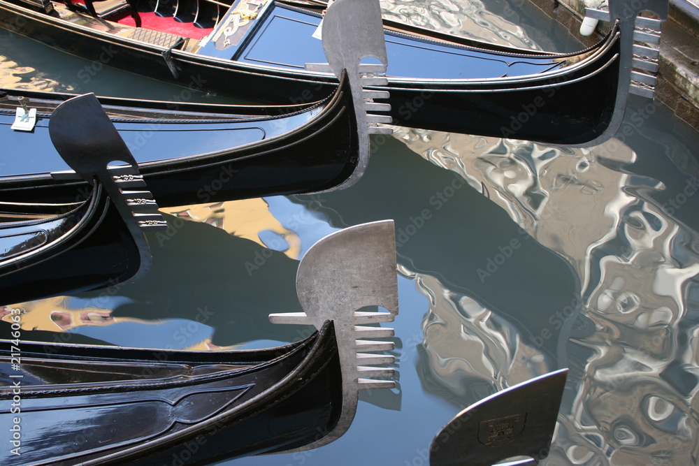 Gondolas moored at St Mark's Square