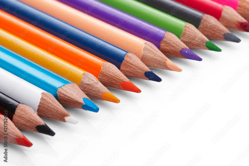 Color pencils on white background Color pencils on white background