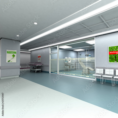 Modern clinic in blue and grey