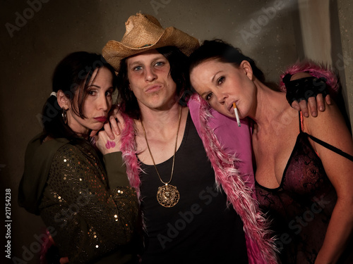 Prostitute in hallway with pimp