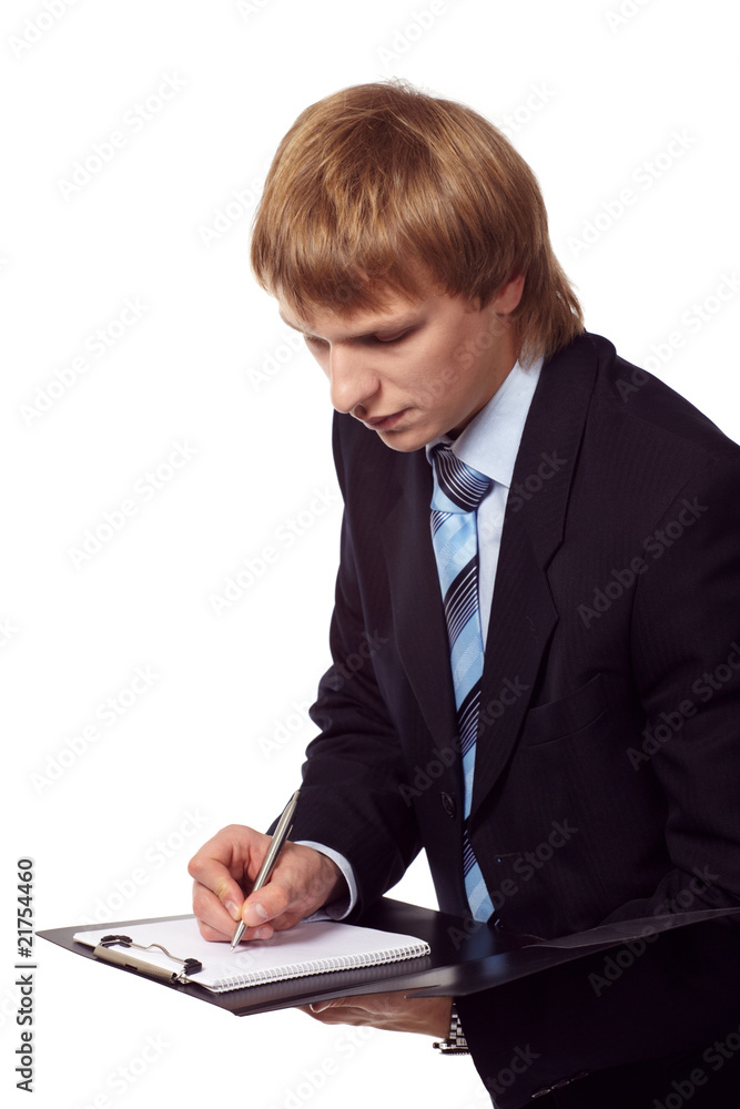 Portrait of young businessman with personal organizer Portrait of young businessman with personal organizer