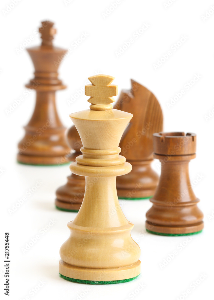 Chess pieces on white background Chess pieces on white background