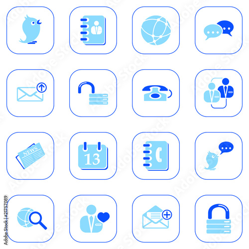 Social media & blog icons, blue series