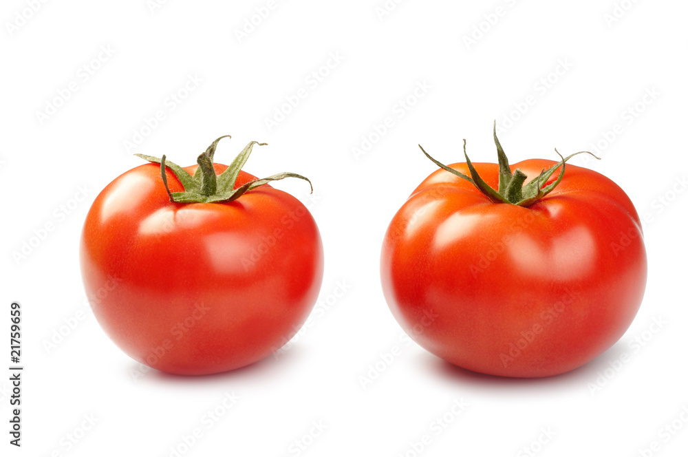 Two tomatoes isolated on white background Two tomatoes isolated on white background