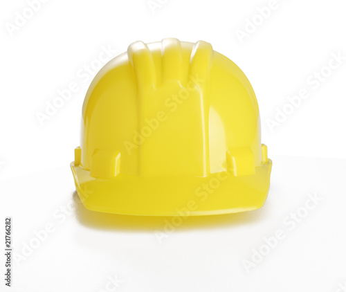 Yellow Hard plastic hat on the white background
