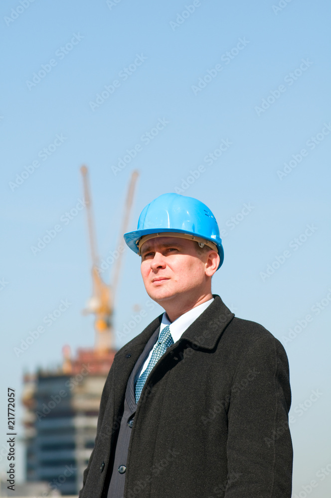 Engineer with blue hard hat Engineer with blue hard hat