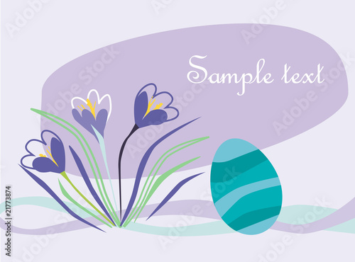 floral backgrounds with an easter egg and crocuses