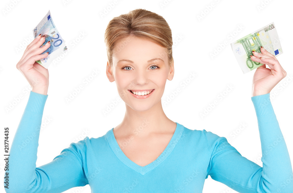 lovely woman with money