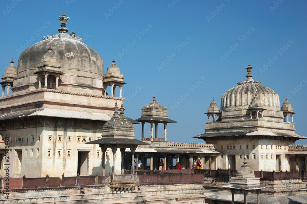 Domes of Raj Mahal palace  at Orcha ,India,Madhya Pradesh