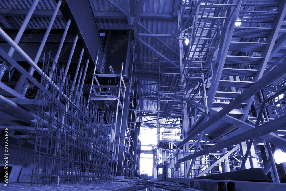 Scaffolding On An industrial construction Site