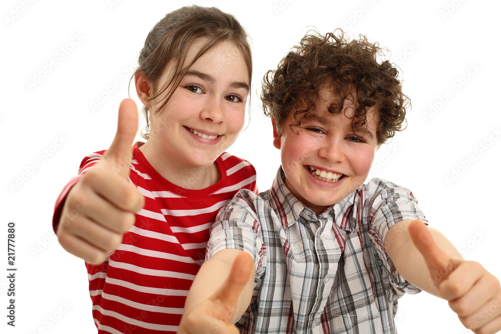 Kids showing OK sign isolated on white background Kids showing OK sign isolated on white background