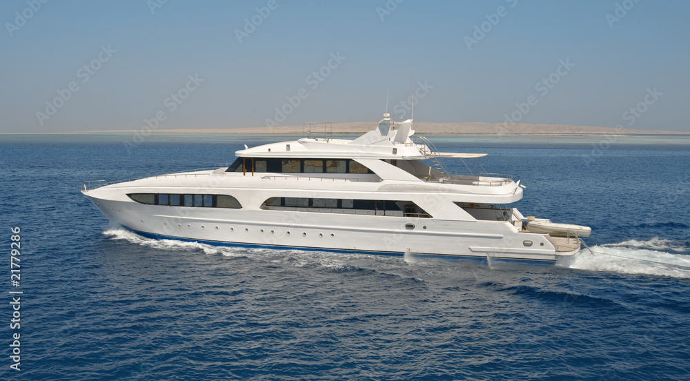 Large private motor yacht at sea