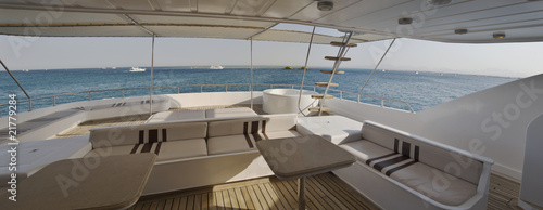 Sundeck of a large private motor yacht © Paul Vinten