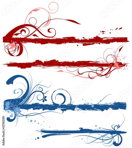 Grunge floral borders