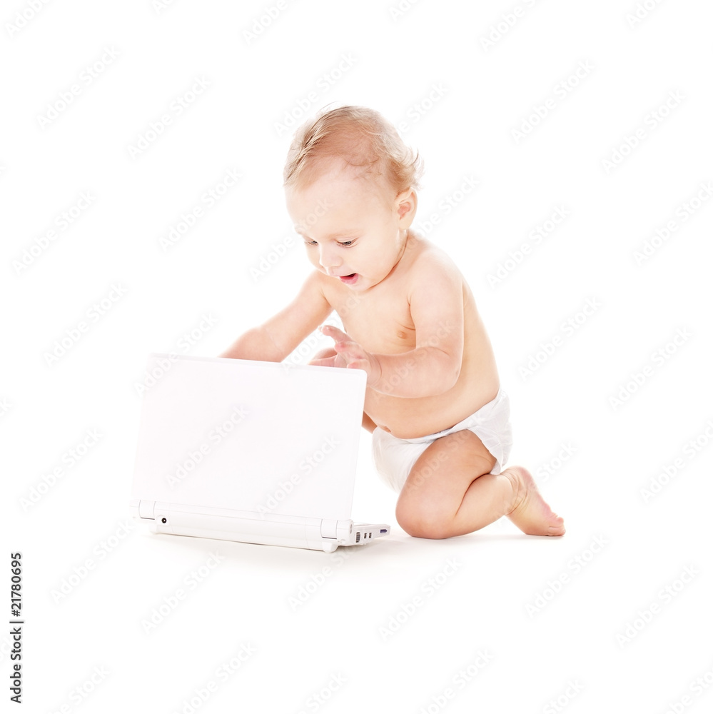 baby boy with laptop computer baby boy with laptop computer