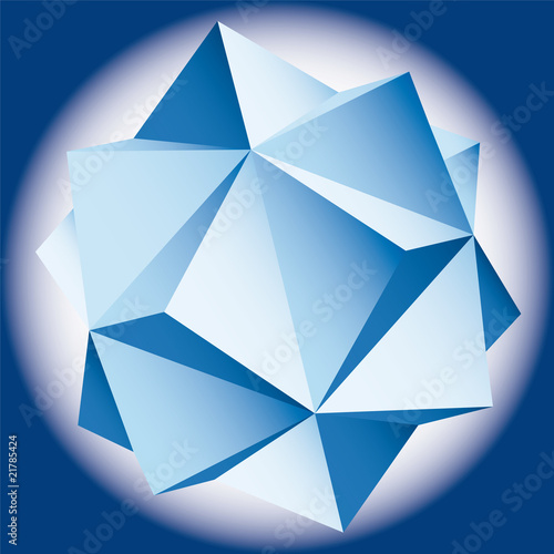 polyhedral figure of a star with gradient vector 3D.