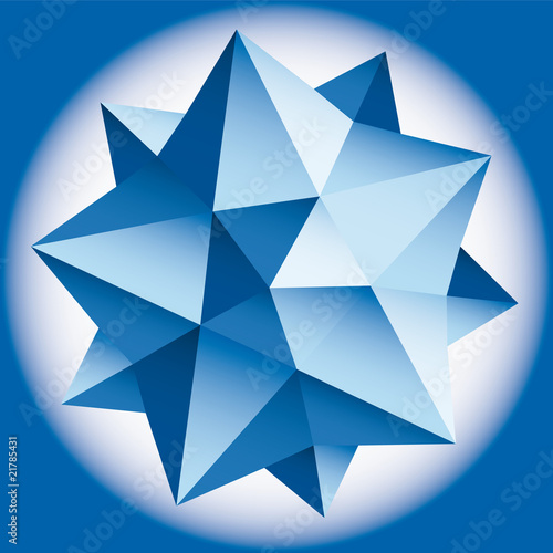 polyhedral figure of a star with gradient vector 3D.