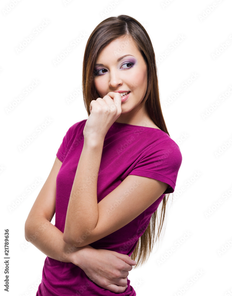 beautiful young woman with an sly  look