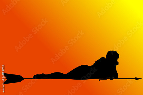 girl lying on the arrows black vector silhouettes