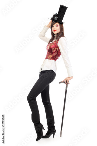 girl with a walkingstick