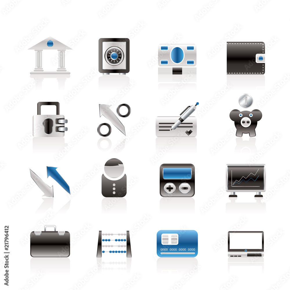 Bank, business and finance icons - vector icon set Bank, business and finance icons - vector icon set