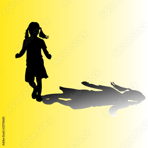 little girl and her shadow