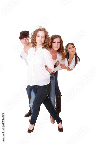 Group of happy pretty laughing girls