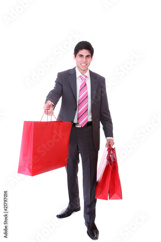 Happy shopping man