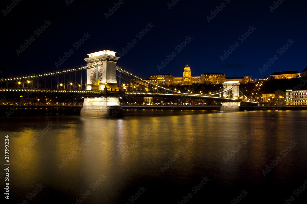 Budapest at night, Danube, Bridge, Hungary