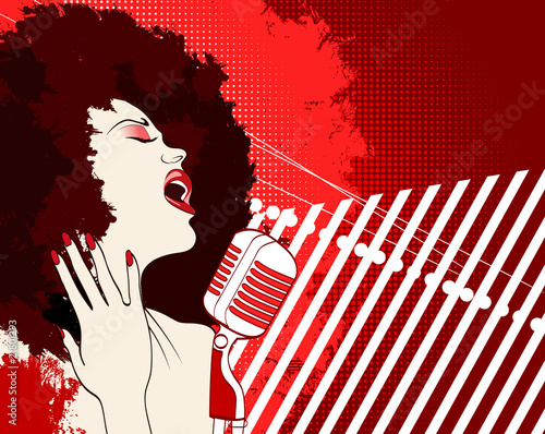 jazz singer on grunge background