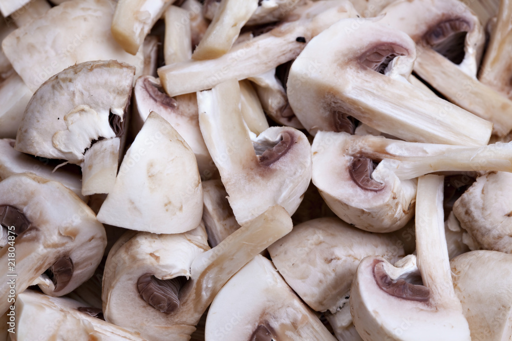 Edible white button or champignon mushrooms Edible white button or champignon mushrooms