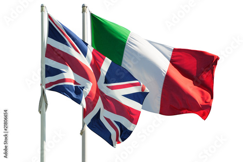 Konstfotografi Bandiera italiana e inglese isolate