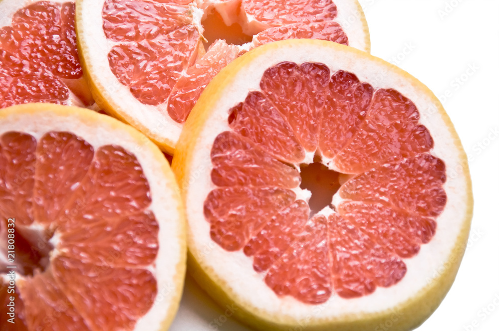 Cut slices of ripe, juicy fresh oranges. Isolation Cut slices of ripe, juicy fresh oranges. Isolation