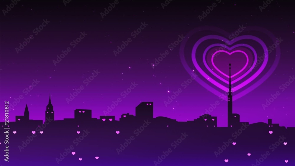 Love release to air. Heart shape emission in city and billboard Love release to air. Heart shape emission in city and billboard