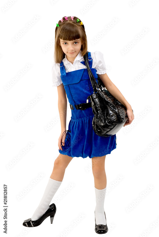 The girl in a blue dress