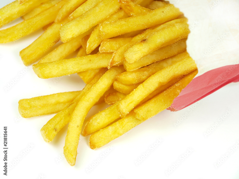 French fries on white background French fries on white background