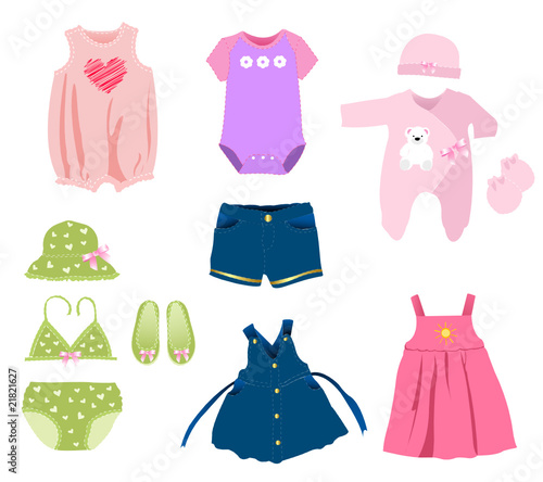 Baby girl elements, clothes photo