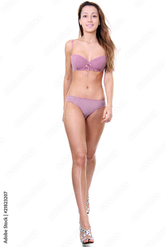 Fototapeta premium Full length of a beautiful model isolated on white