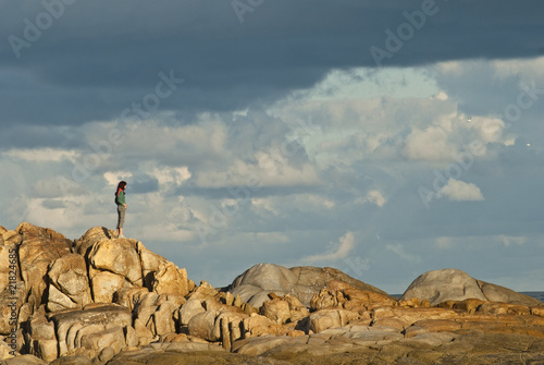 Woman in beautiful landscape, Tasmania