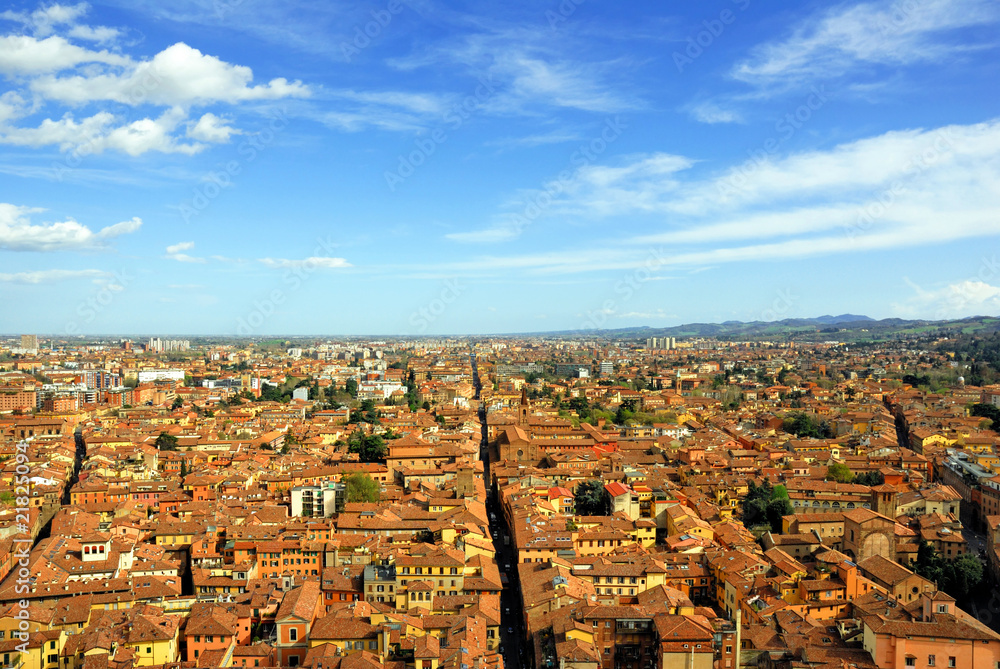 Italy, Bologna aerial view from Asinelli tower.