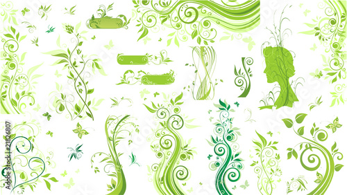 Green floral borders