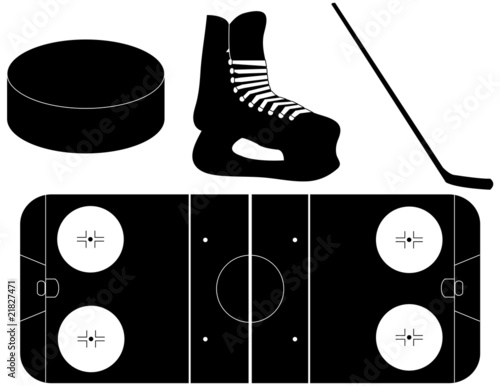 Canvas Print Set of Ice Hockey Silhouettes